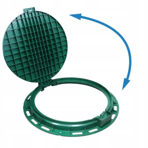 Capac de canal verde eco-artis WZ600 din PP, capac 600 mm, cadru 800 mm, la cheie