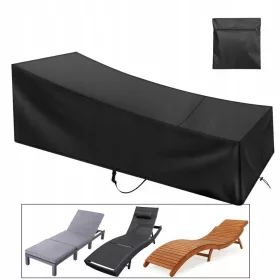   Husă de Protecție pentru Șezlong de Gradină, Rezistentă la Apă și UV, 210*75*80/40 cm (Negru)