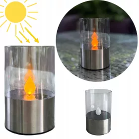   Lampion Solar LED cu Efect de Flacără, Negru, Eco-Eficient şi Portabil