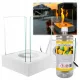 Sunset Garden Mini Bio-Șemineu Alb Mat + Biocombustibil 1L Lemongrass – Bio-șemineu portabil, ecologic, flacără galben-portocalie, elegant pentru interior