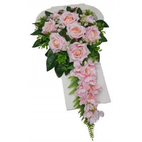   Compoziție Florală Pentru Mormânt în Formă de Inimă cu Trandafiri Roz