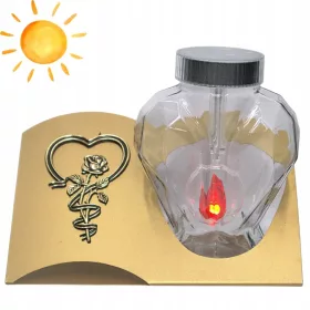   Lumânare Solară Metalică Mare cu Inimă și Trandafir Auriu LED LM35
