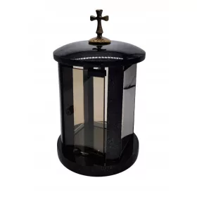   Lampion Funerar Modern din Piatra Naturala cu Detalii din Cupru
