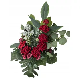 Aranjament Floral pentru Cimitir cu Trandafiri Roșii