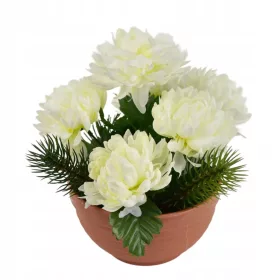 Vază de Toamnă cu Crizanteme Crem 22 x 19 cm