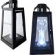Set de 2 Lanterne Decorative Negre cu LED și Figurina Înger