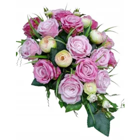   Aranjament Floral Artificial în Coș de Ciment pentru Mormânt