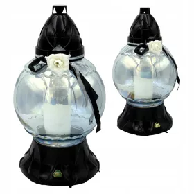  Lampion Funerar Negru cu Model de 35 cm - Ideal pentru orice Cimitir