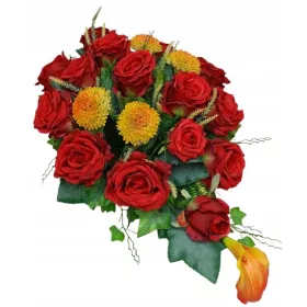   Aranjament Floral Artificial pentru Mormânt – Roșii și Cali