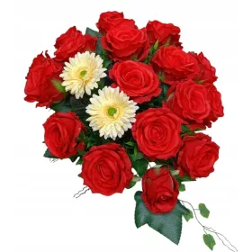   Aranjament Floral Artificial pentru Mormânt cu Trandafiri Roșii
