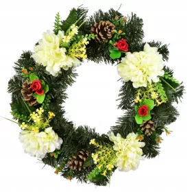   Coroană de Toamnă cu Crizanteme Galben Deschis Ø35 cm - Decor de Sezon