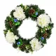 Coroană de Toamnă cu Crizanteme Albe și Rozete Albastre Ø35 cm