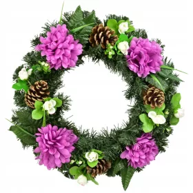 Coroană de toamnă cu crizanteme violet, Ø35 cm