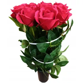   Aranjament Floral Artificial Premium pentru Mormânt cu Trandafiri Roșii și Suport de Beton