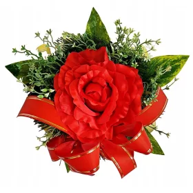   Aranjament Floral Artificial pentru Mormânt cu Roză şi Bază Stabilă - Producție Poloneză