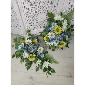   Set Complet Pentru Mormânt - Aranjament Floral și Buchet cu Flori Artificiale Premium