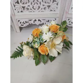   Compoziție Florală Artificială pentru Mormânt, Calitate Premium, Culoare Portocalie