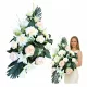 Aranjament Floral Artificial pentru Mormânt, Compoziție Mare de Lalele, Trandafiri și Bujori
