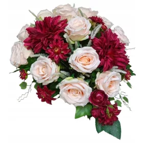   Aranjament Floral Artificial pentru Mormânt cu Trandafiri Albi