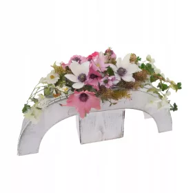   Coș Oval din Lemn și Metal pentru Aranjamente Florale, 58 cm