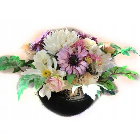   Compoziție Florală Elegantă pentru Toți Sfinții - În Nuanțe de Crem și Violet