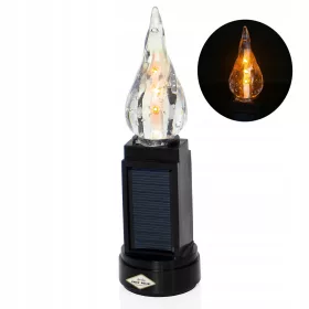 Lumânare LED Solară 16cm Negru cu Efect de Flacără Vie