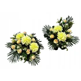   Set Elegant de Flori Artificiale pentru Mormânt cu Vază Stabilă