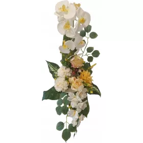  Aranjament Funerar cu Orhidee Albă și Alte Flori - Simbol de Memorie și Respect