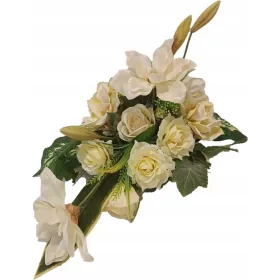   Aranjament Funerar cu Magnolii Albe și Alte Flori pentru Mormânt