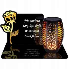   Lampă Solară LED PREMIUM XL cu Efect de Flacără și Decor Argintiu