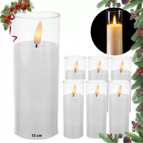   Set de 6 Lumânări LED Pentru Cimitir sau Decorațiuni, Alb, 15 cm