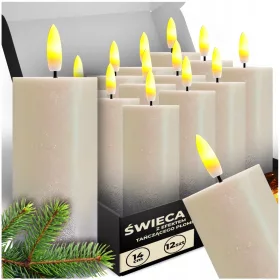   Set 12 Lumânări LED Decorative, Aurii și Argintii, Efect de Flacără Realist, 14 cm