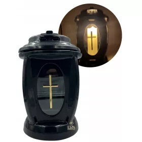   Lumânare Ceramică Neagră cu Cruce Aurie - Eleganță și Durabilitate
