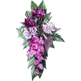   Aranjament Floral pentru Monument în Nuanțe de Violet și Roz