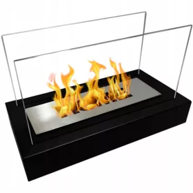   Bio-șemineu Home 2 kW, mobil, negru, 36x18x22 cm | Ardere curată, fără coș de fum
