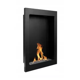   Bio-șemineu vertical suspendat VERTICAL negru mat, bio-vatră ecologică pentru camere mici, arzător 0,35L, design modern și sigur, fără coș de fum