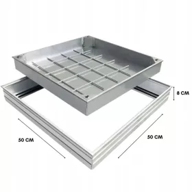   Trapa de inspecție din aluminiu sub pavaj 500 × 500 × 80 mm, deschidere 440 × 440 mm