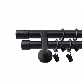 Galerie dublă din metal 220 cm negru mat