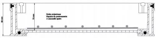 Trapă de inspecție din aluminiu pentru pavaj 600 × 600 × 80 mm, deschidere liberă 540 × 540 mm
