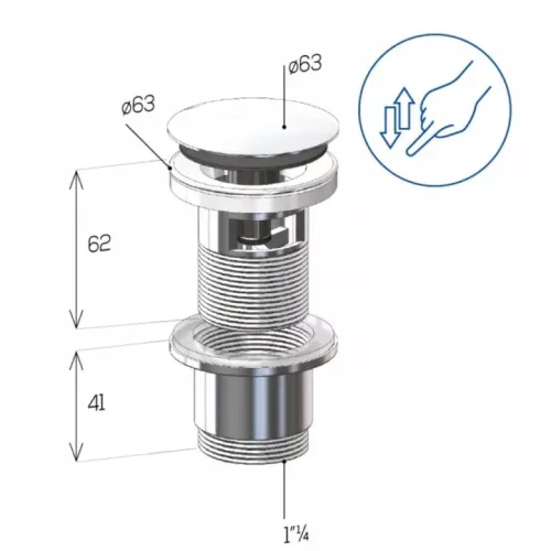Lira 496114 priză click-clack cromată cu preaplin, 1 1/4″