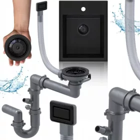   Sifon chiuveta Sink Quality 01840-1, negru mat, manual cu preaplin dreptunghiular