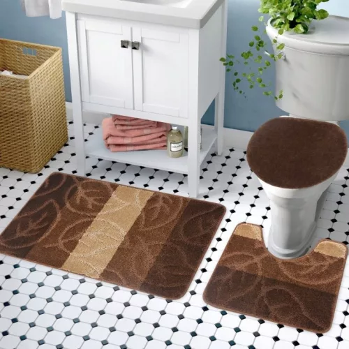 Set de baie din trei piese Decorator Home Leaves maro
