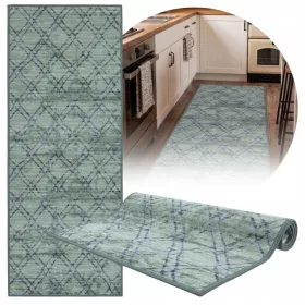 Covor verde geometric e-floor EF0435 80 × 300 cm