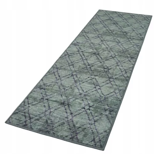 Covor verde geometric e-floor EF0435 80 × 300 cm