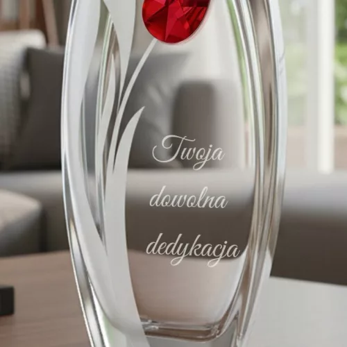 Vaza de sticla ePrezenty Tulipan 32 cm cu cristal si gravura