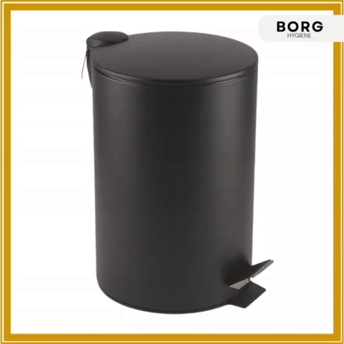 BORG Hygiene 003045 Coș negru cu pedală 12 l