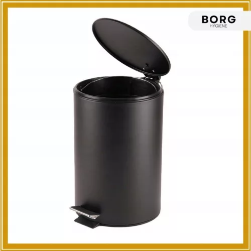 BORG Hygiene 003045 Coș negru cu pedală 12 l