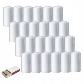 Set de 24 lumânări cilindrice albe Bispol 10 cm