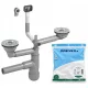 Sifon pentru chiuvetă cu două camere Prevex Flexloc Pro FL2-D9CR4-01PL cu preaplin, 90 mm