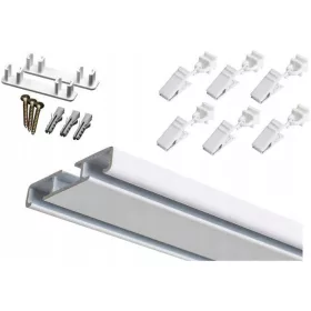 Șină de tavan dublă 250 cm, aluminiu alb